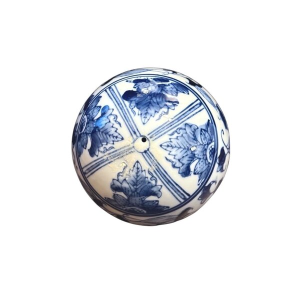 Decorative Blue & White Ceramic Balls With Floral Patterns 4" Diameter Set Of 3 - Picture 7 of 8